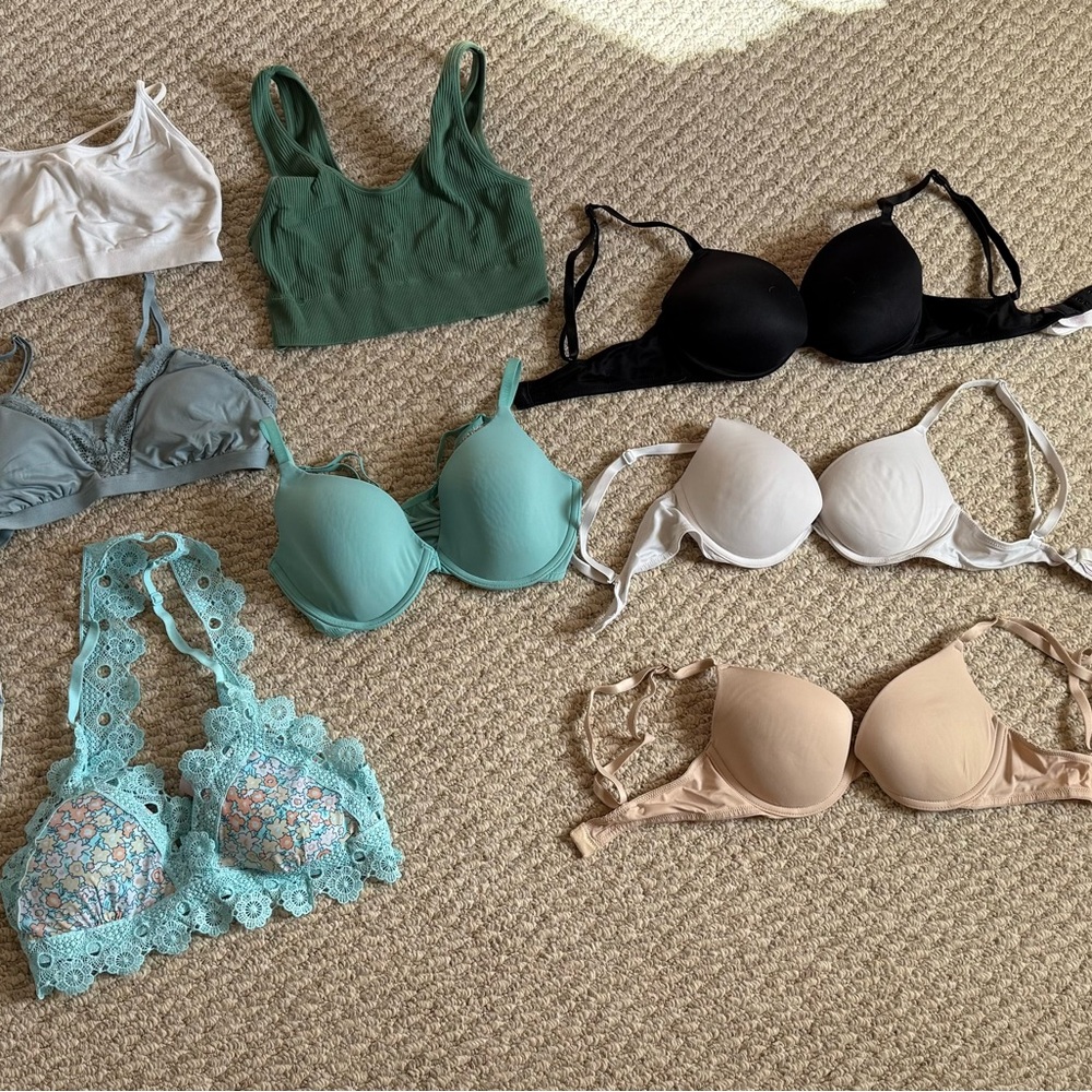 Victorias Secret Pink 32B bras, Aerie Hollister, sports Small lot 14 pieces